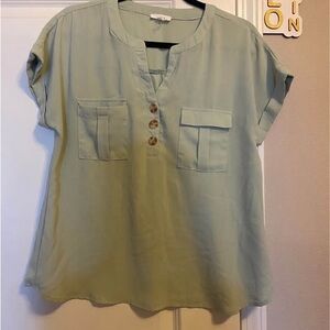 Mine Sage Green Button-Up Blouse
